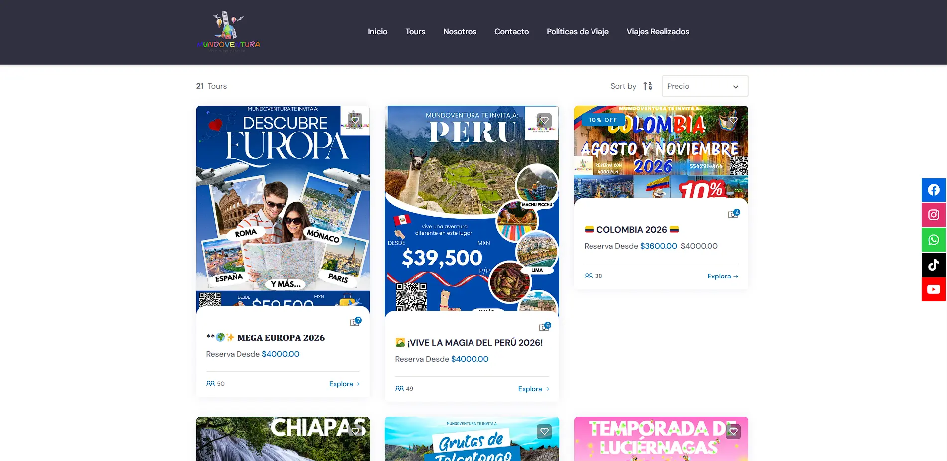 Captura secundaria del sitio Mundo Ventura.