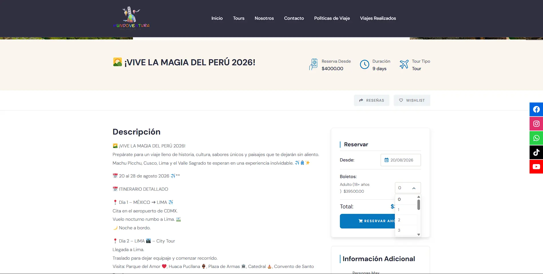 Captura adicional del sitio Mundo Ventura.